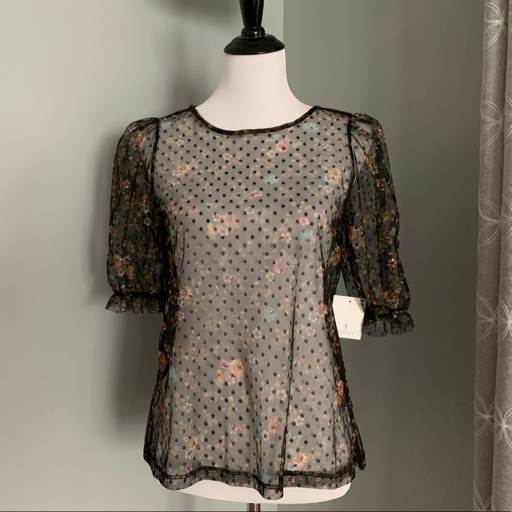 NWT Black Sheer Floral 🌸Top